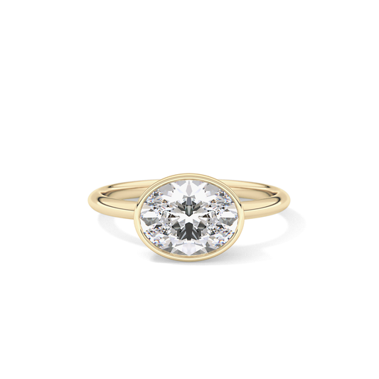 East West Oval Bezel Lab Grown Engagement Ring