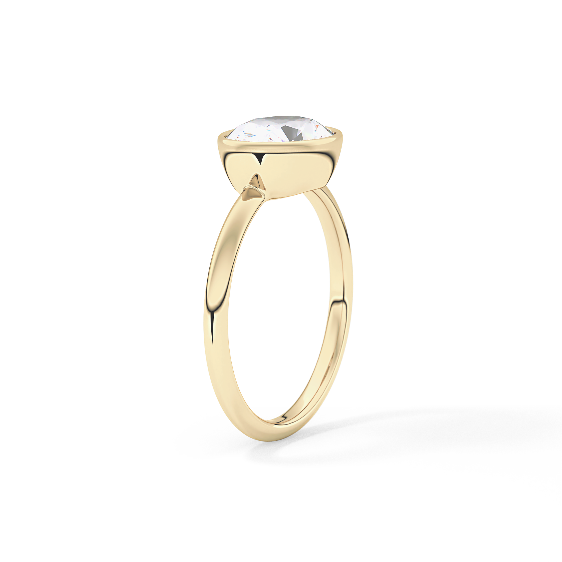 East West Oval Bezel Lab Grown Engagement Ring