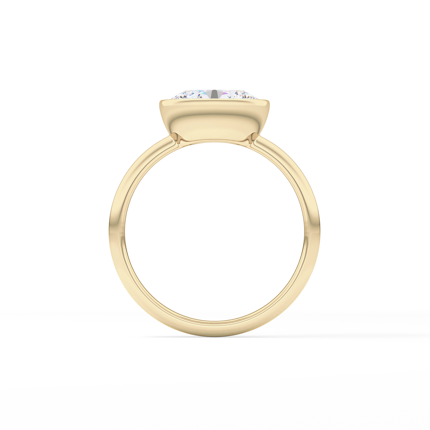 East West Oval Bezel Lab Grown Engagement Ring