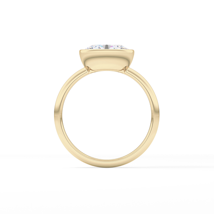 East West Oval Bezel Lab Grown Engagement Ring