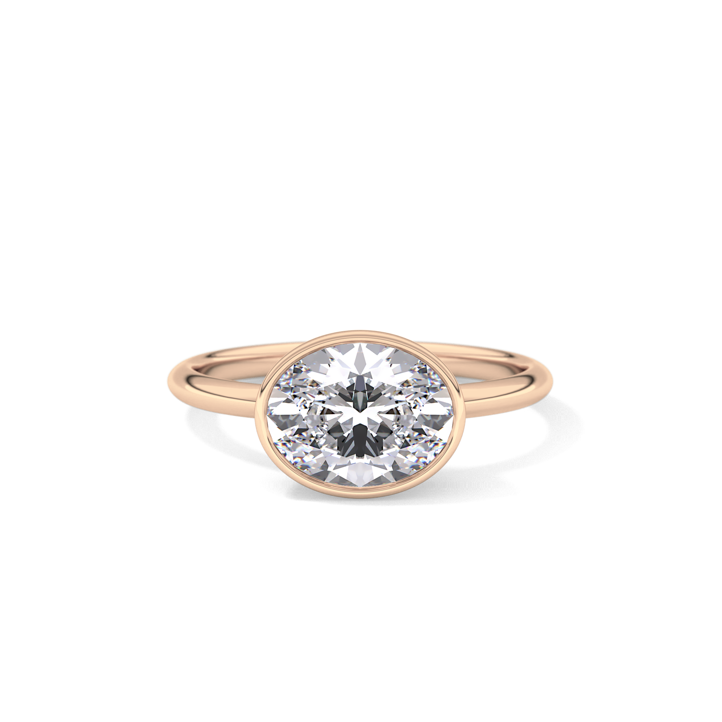 East West Oval Bezel Lab Grown Engagement Ring
