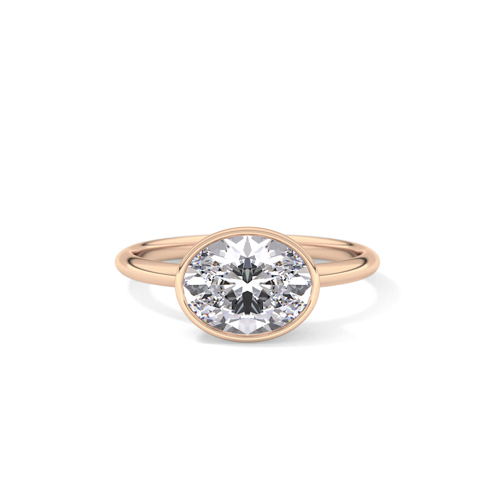 East West Oval Bezel Lab Grown Engagement Ring
