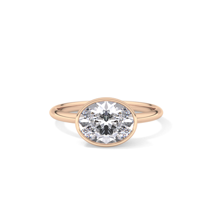 East West Oval Bezel Lab Grown Engagement Ring