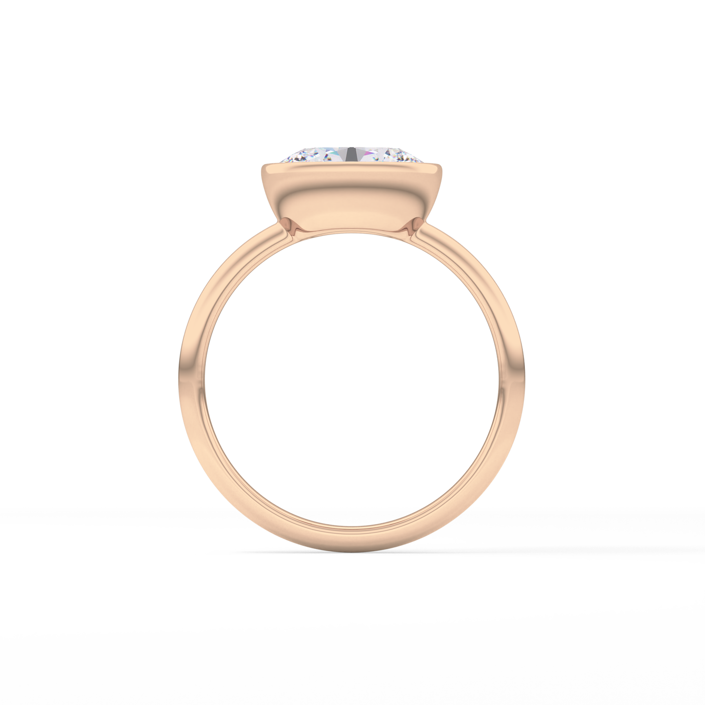 East West Oval Bezel Lab Grown Engagement Ring