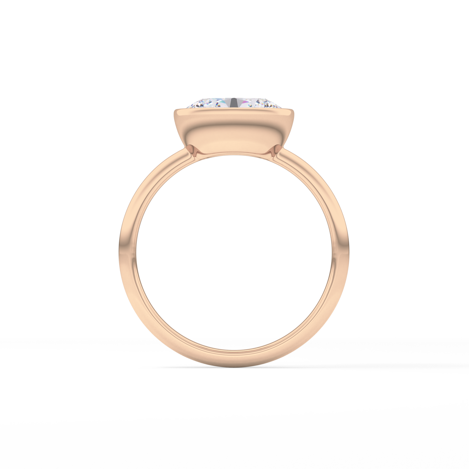 East West Oval Bezel Lab Grown Engagement Ring