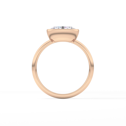 East West Oval Bezel Lab Grown Engagement Ring