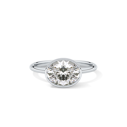 East West Oval Bezel Lab Grown Engagement Ring