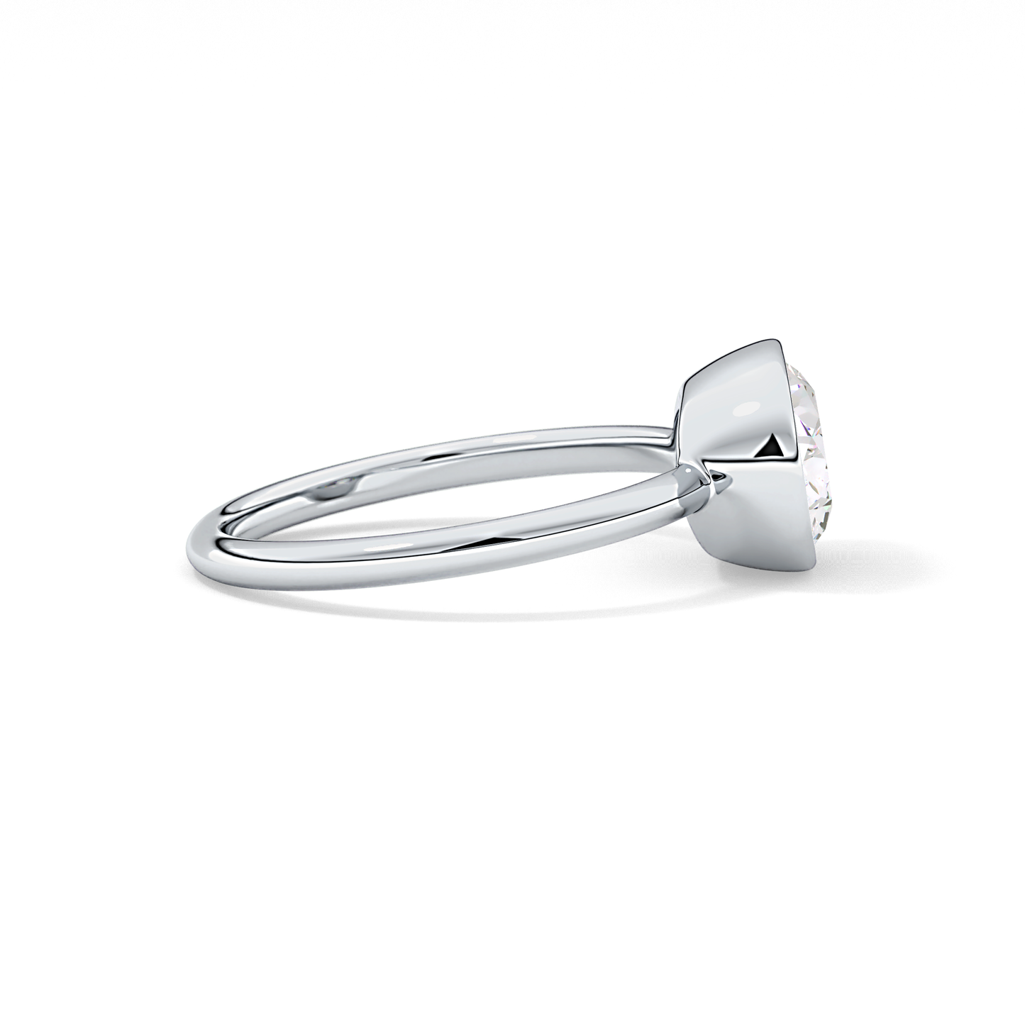 East West Oval Bezel Lab Grown Engagement Ring