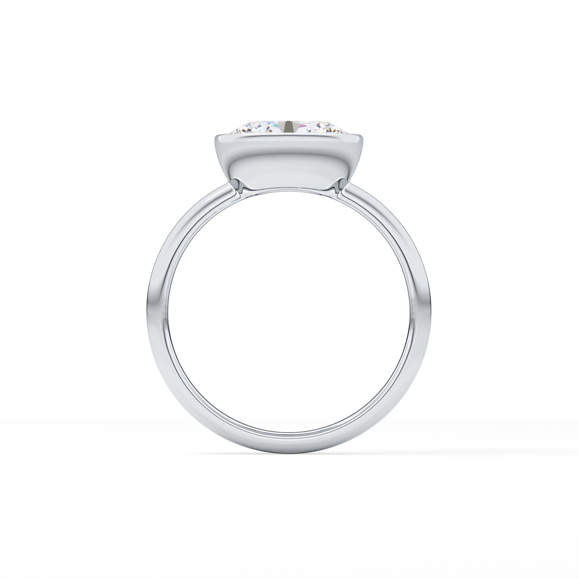 East West Oval Bezel Lab Grown Engagement Ring