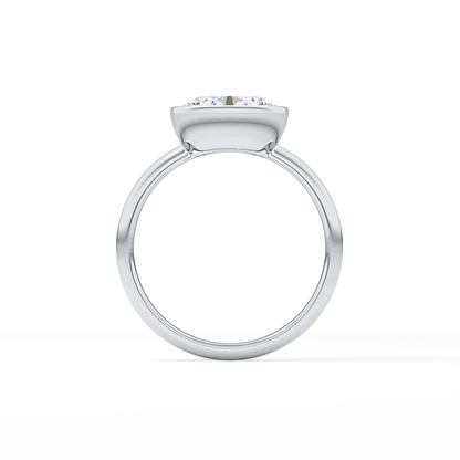 East West Oval Bezel Lab Grown Engagement Ring