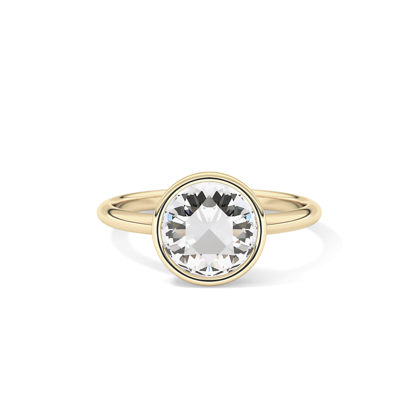 Rose Bezel Lab Grown Engagement Ring