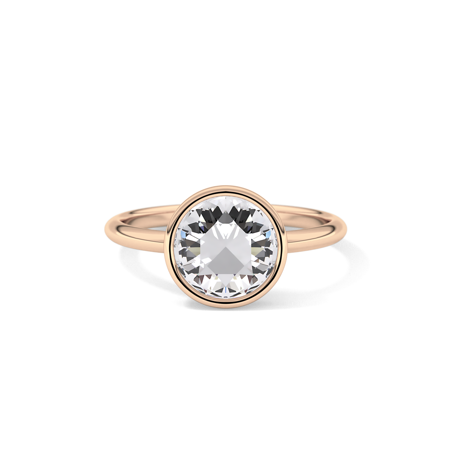 Rose Bezel Lab Grown Engagement Ring