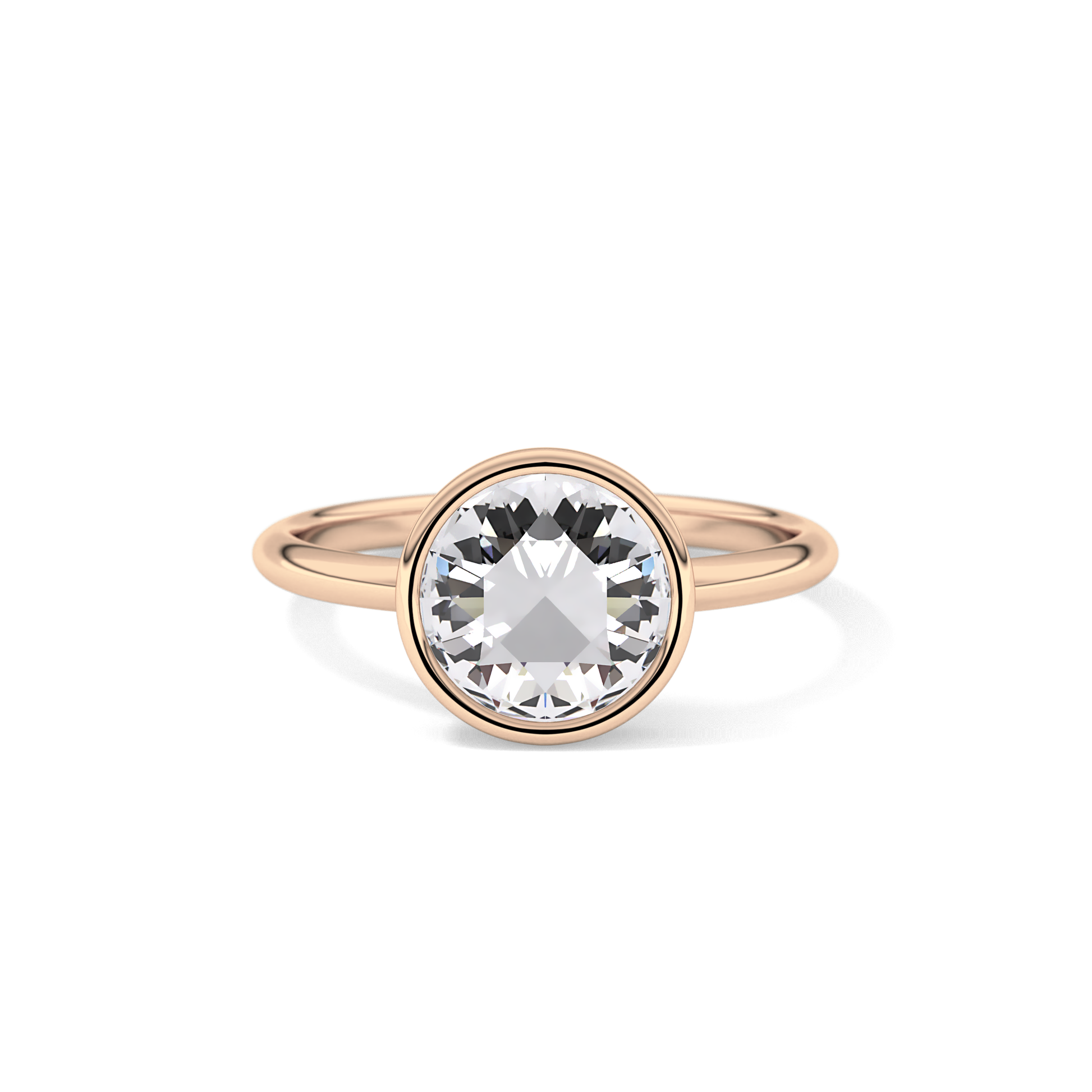 Rose Bezel Lab Grown Engagement Ring