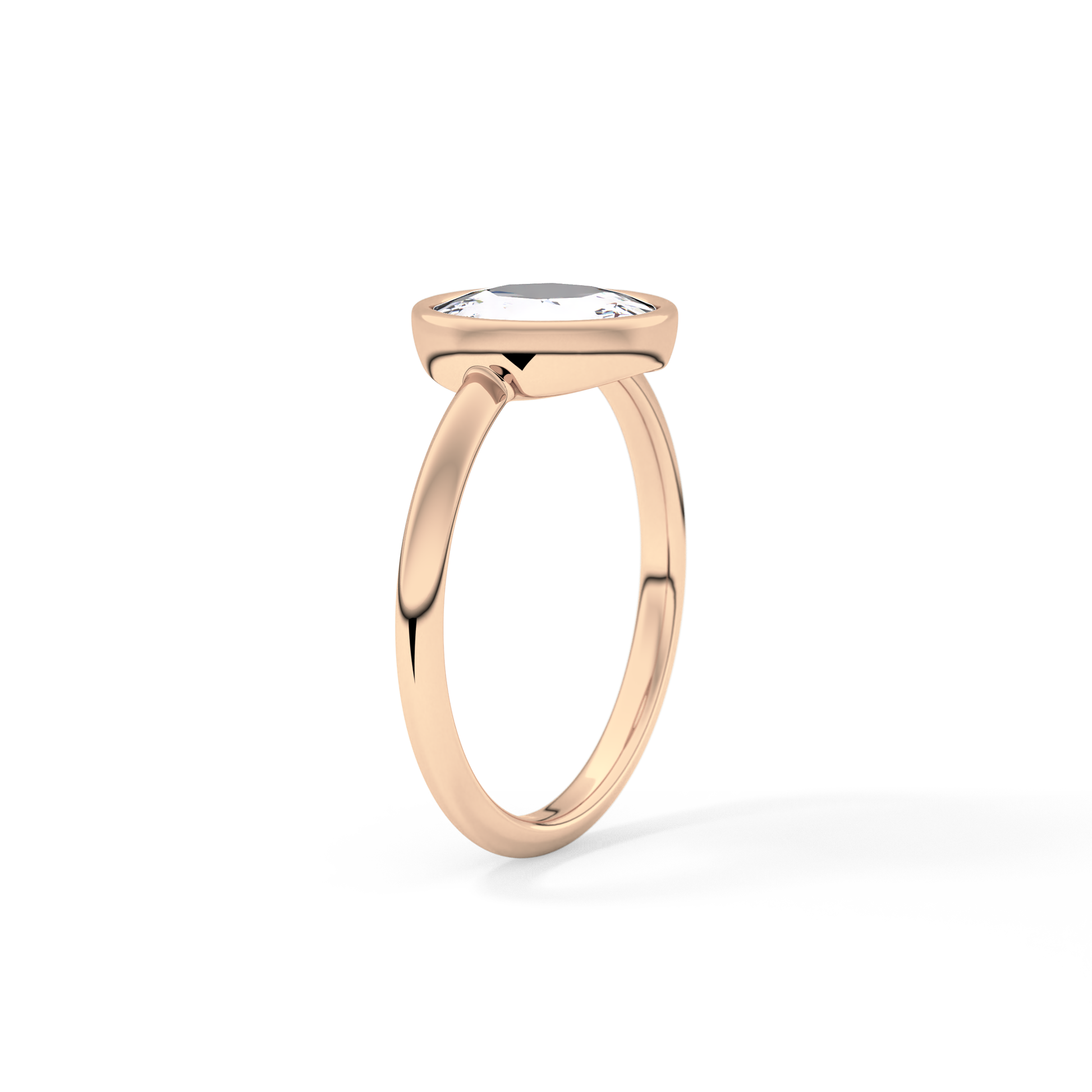 Rose Bezel Lab Grown Engagement Ring