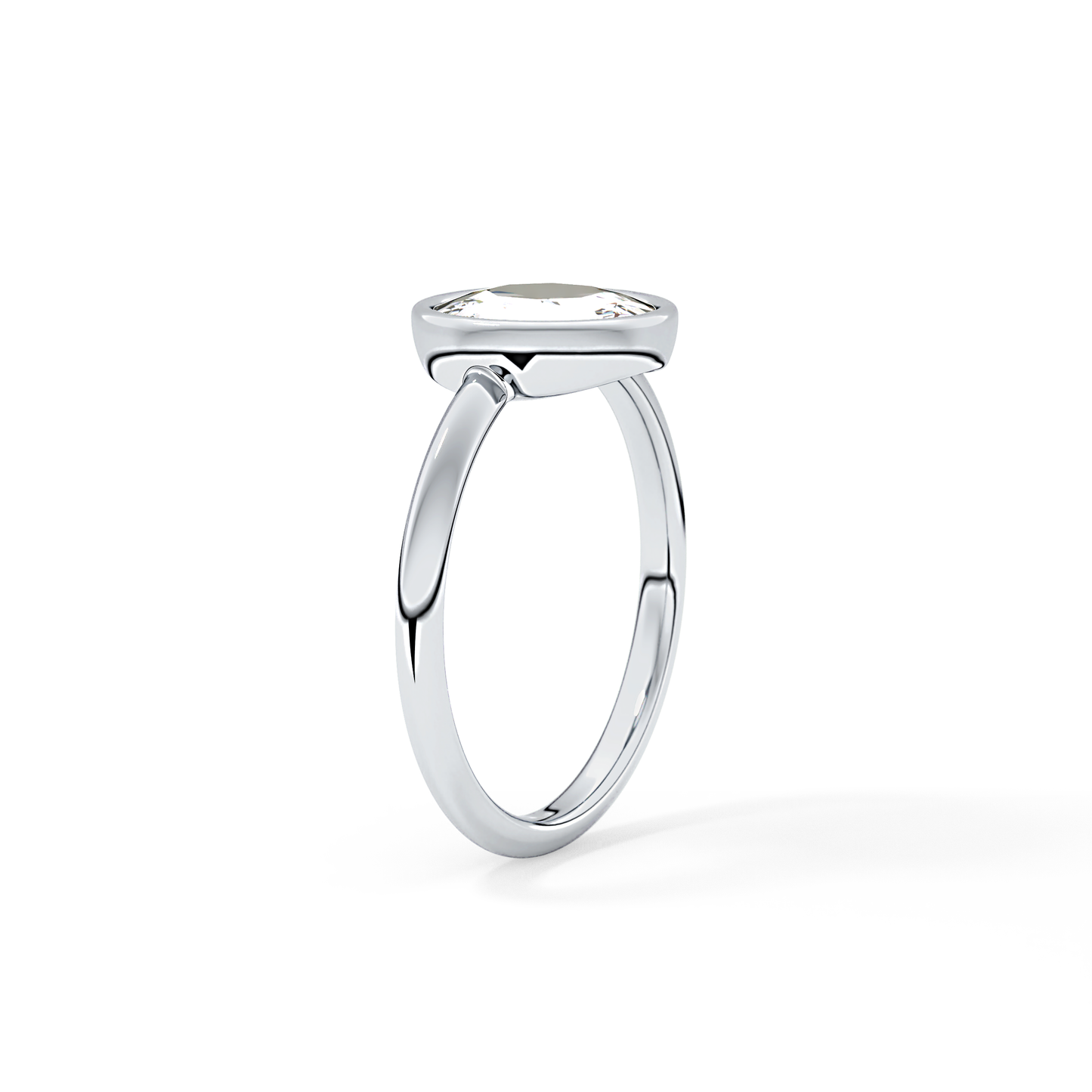 Rose Bezel Lab Grown Engagement Ring