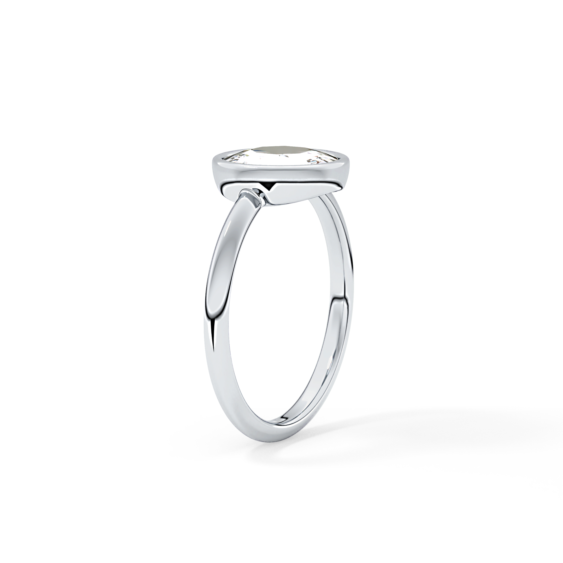 Rose Bezel Lab Grown Engagement Ring