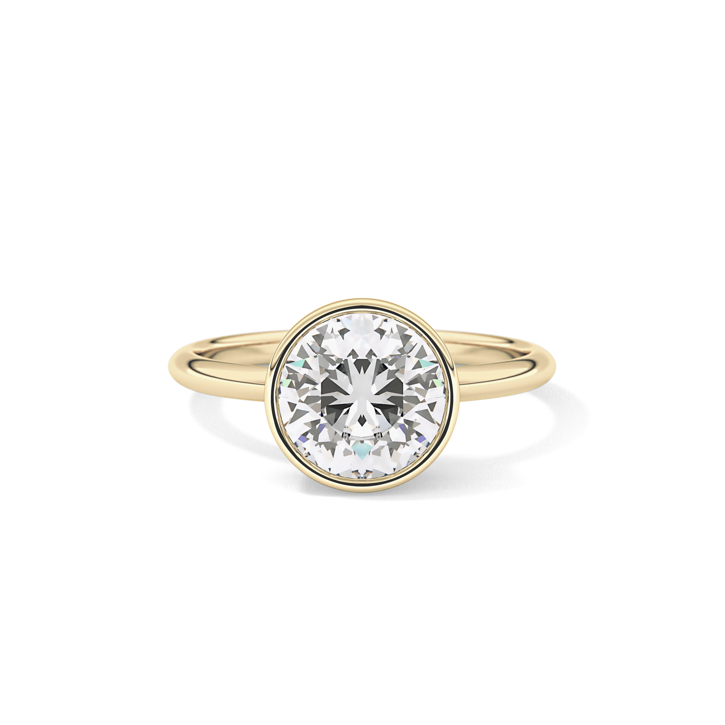 Round Bezel Lab Grown Engagement Ring