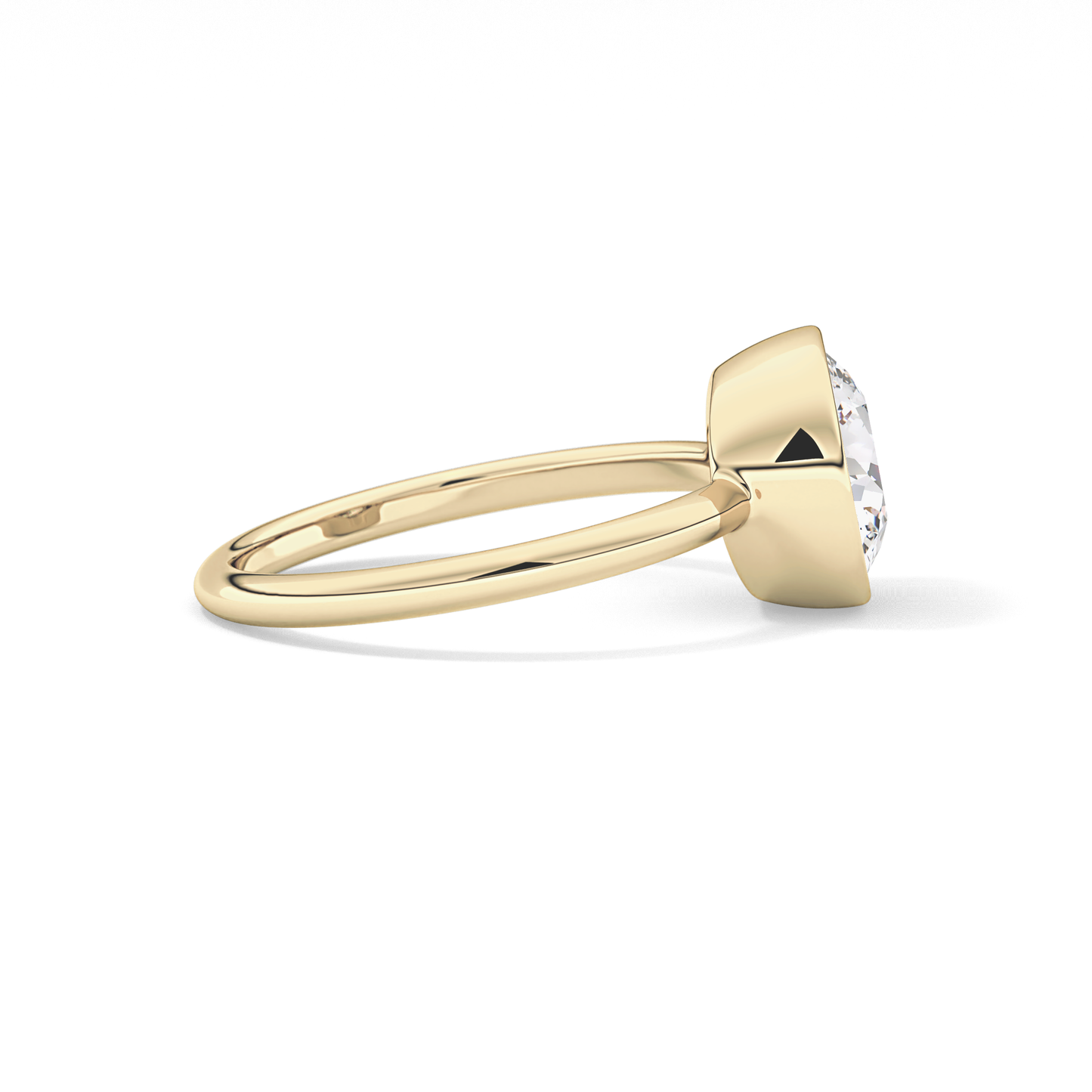 Round Bezel Lab Grown Engagement Ring