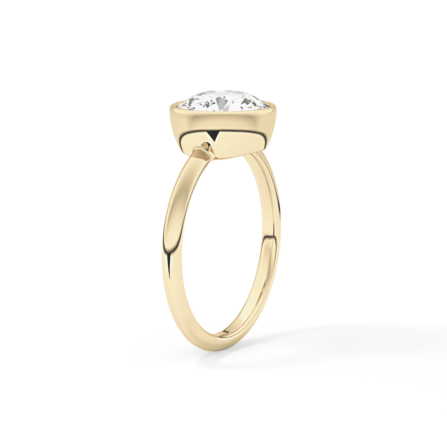 Round Bezel Lab Grown Engagement Ring