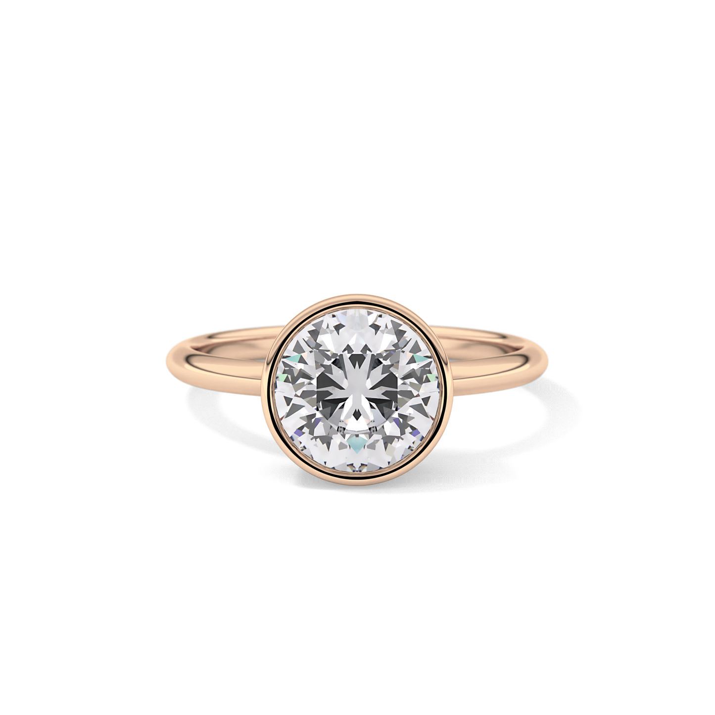 Round Bezel Lab Grown Engagement Ring