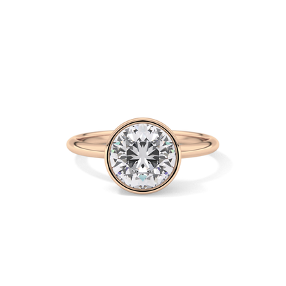 Round Bezel Lab Grown Engagement Ring