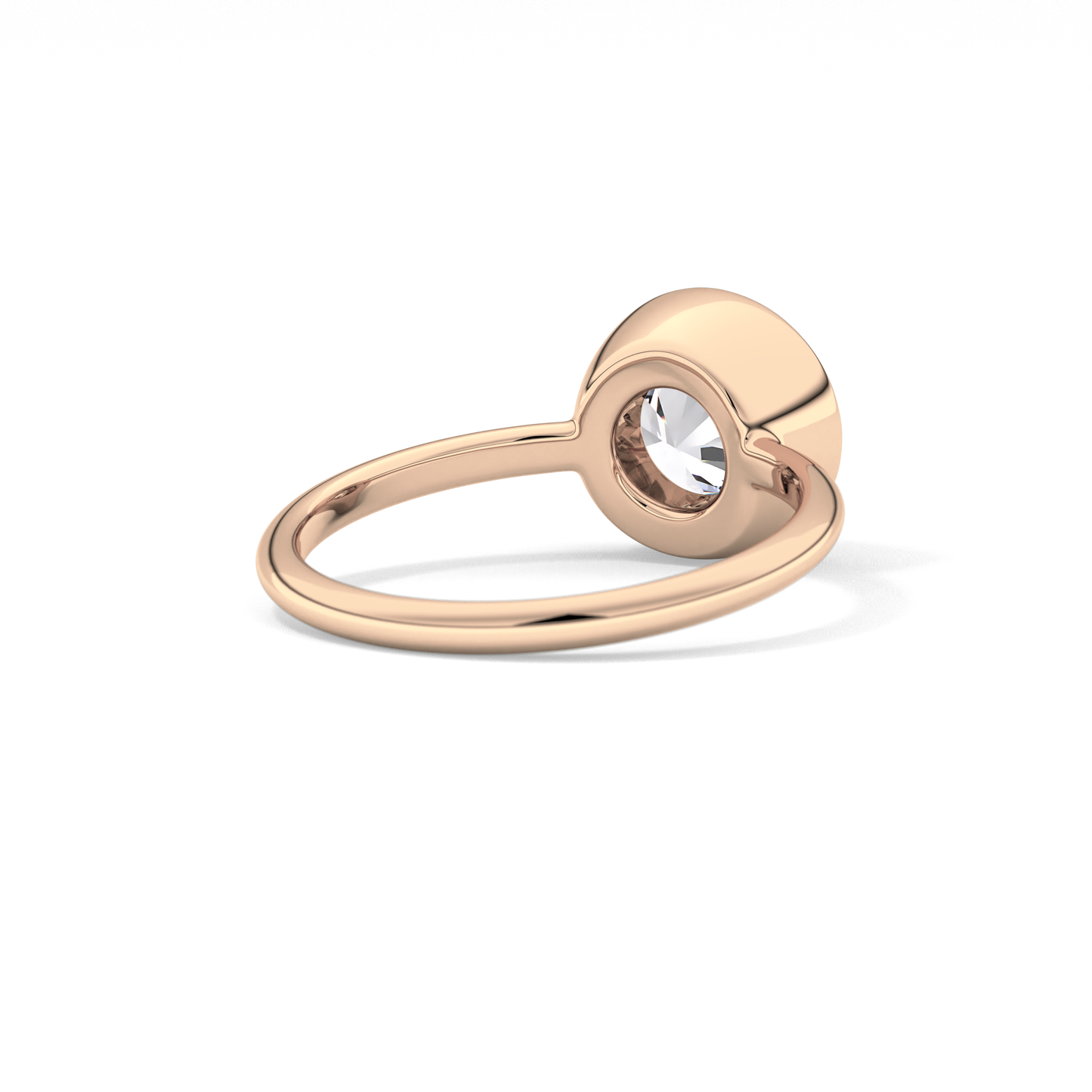 Round Bezel Lab Grown Engagement Ring