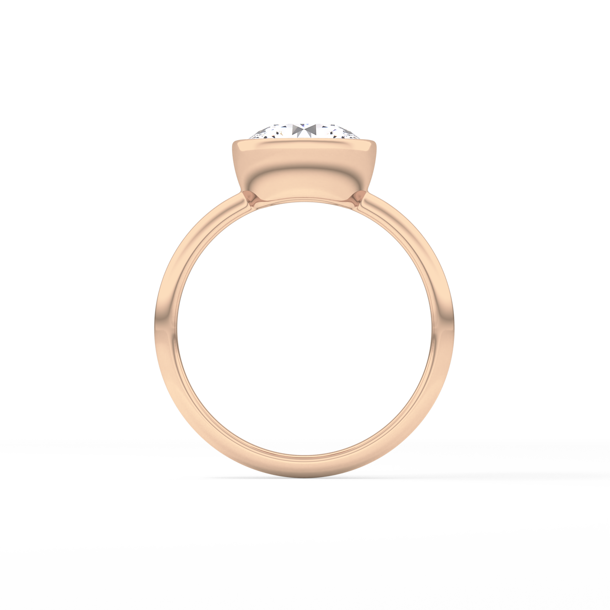 Round Bezel Lab Grown Engagement Ring