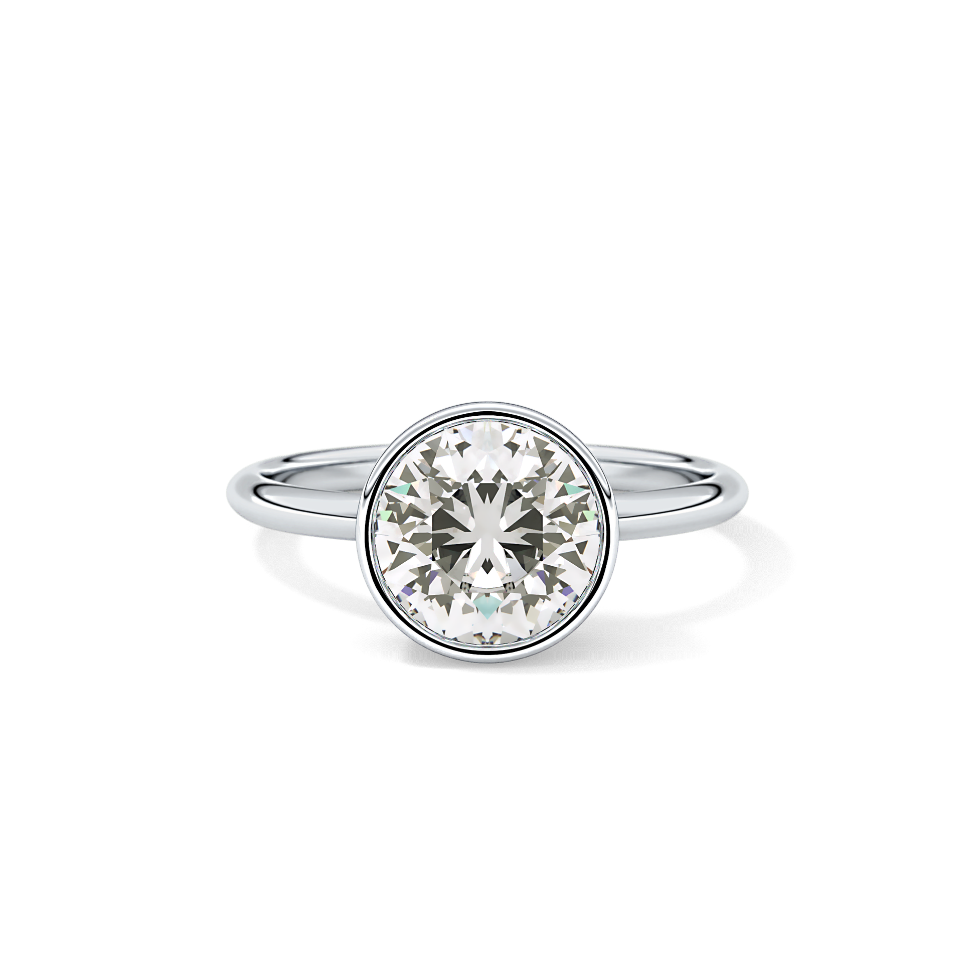Round Bezel Lab Grown Engagement Ring