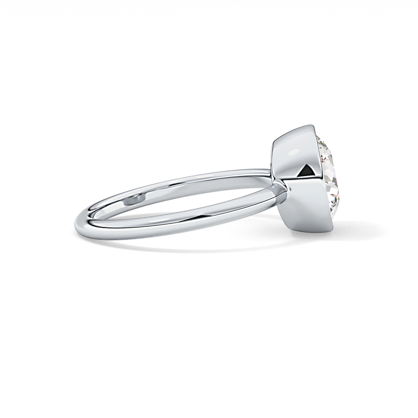 Round Bezel Lab Grown Engagement Ring