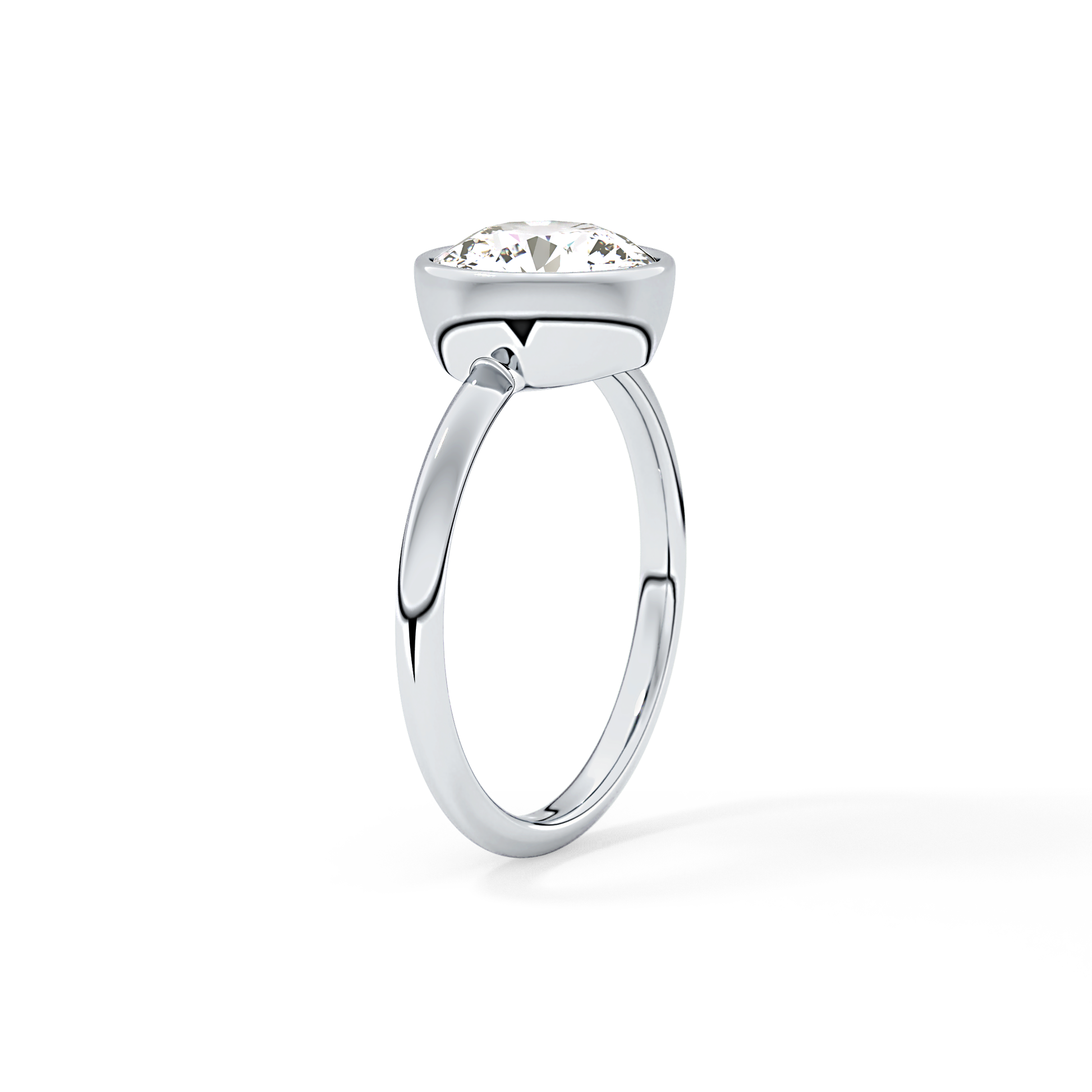 Round Bezel Lab Grown Engagement Ring