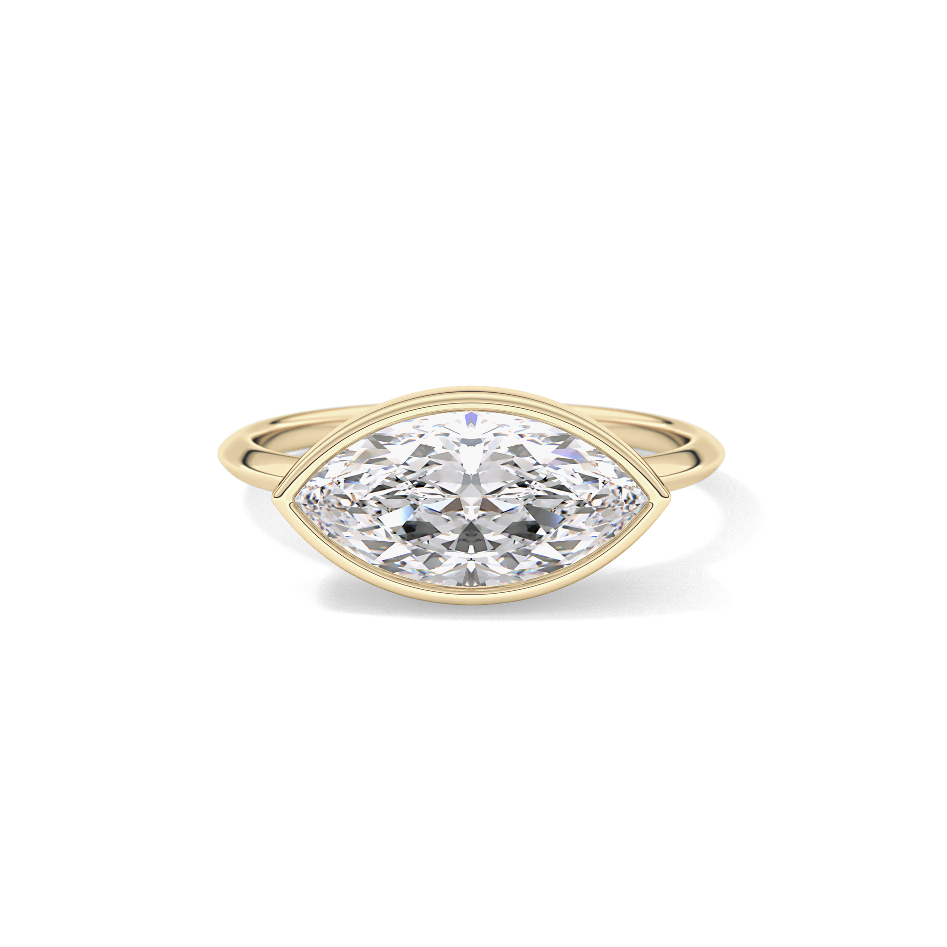 East West Marquise Bezel Lab Grown Engagement Ring