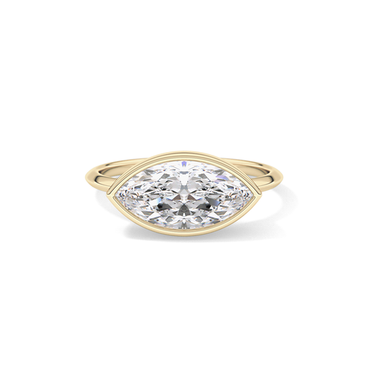 East West Marquise Bezel Lab Grown Engagement Ring