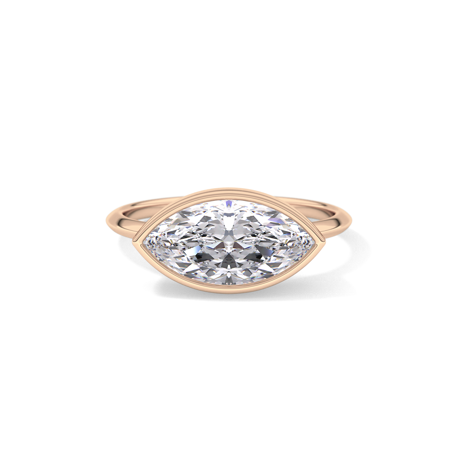 East West Marquise Bezel Lab Grown Engagement Ring