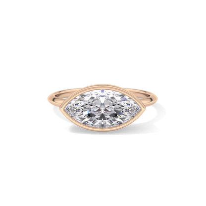 East West Marquise Bezel Lab Grown Engagement Ring