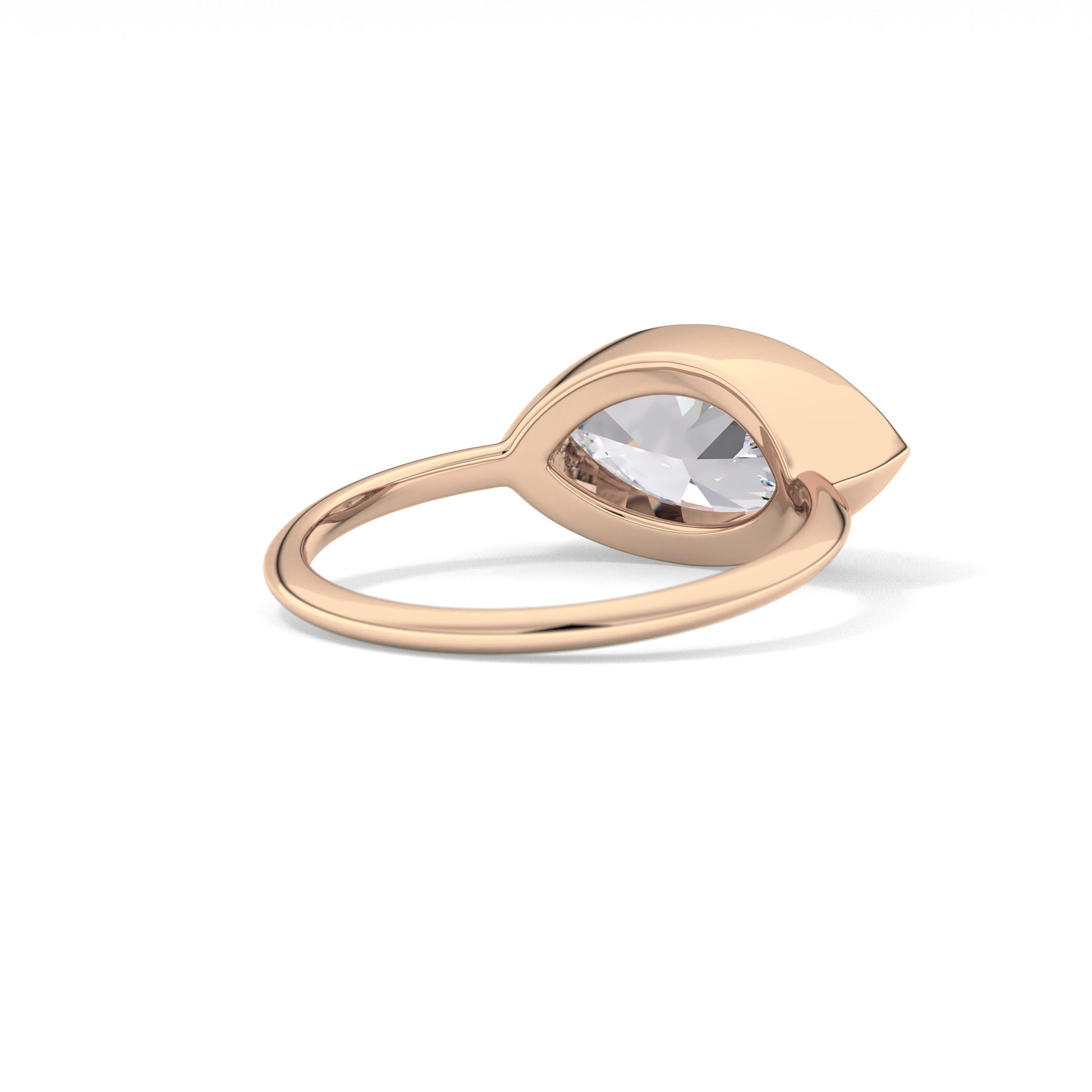 East West Marquise Bezel Lab Grown Engagement Ring