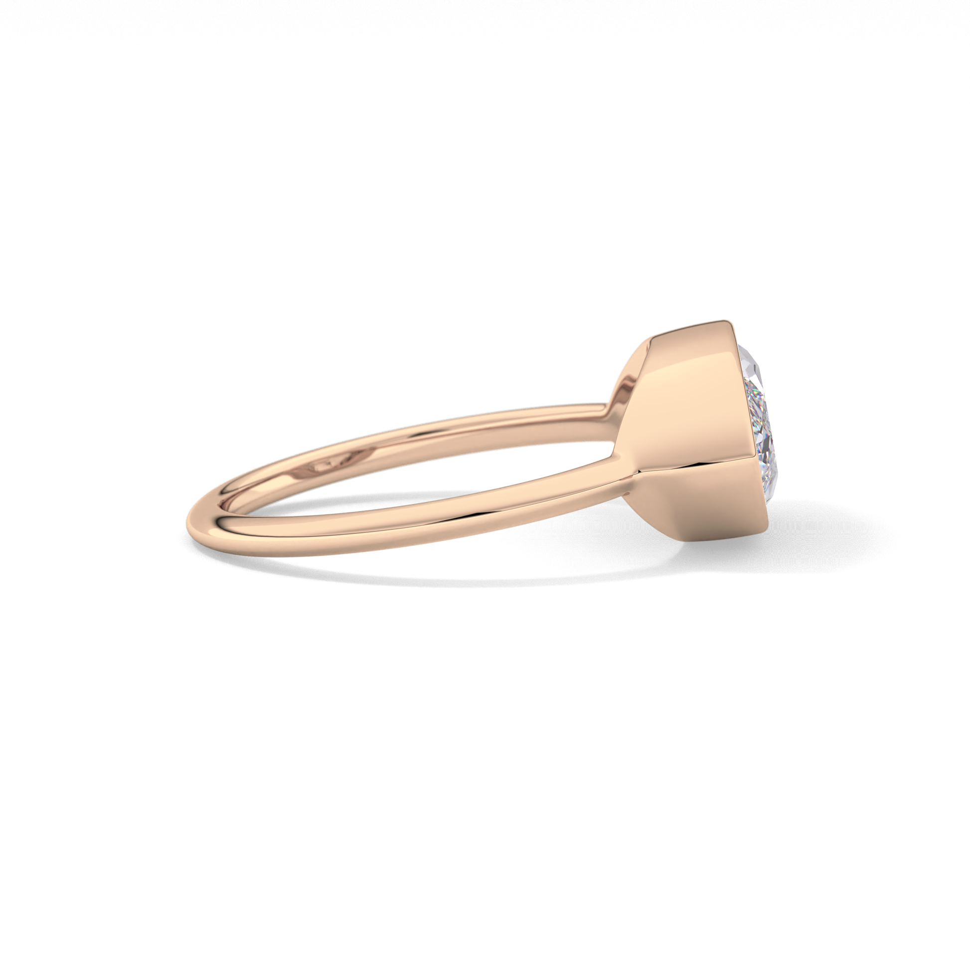 East West Marquise Bezel Lab Grown Engagement Ring