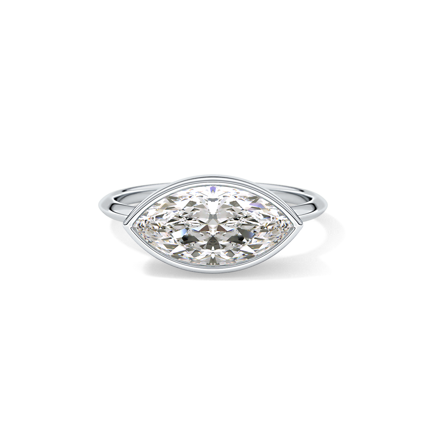 East West Marquise Bezel Lab Grown Engagement Ring