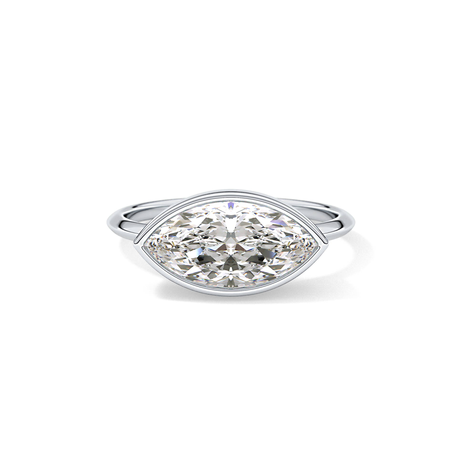 East West Marquise Bezel Lab Grown Engagement Ring