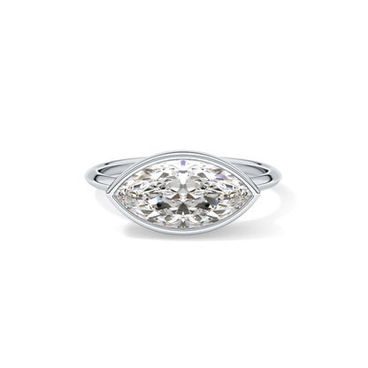 East West Marquise Bezel Lab Grown Engagement Ring