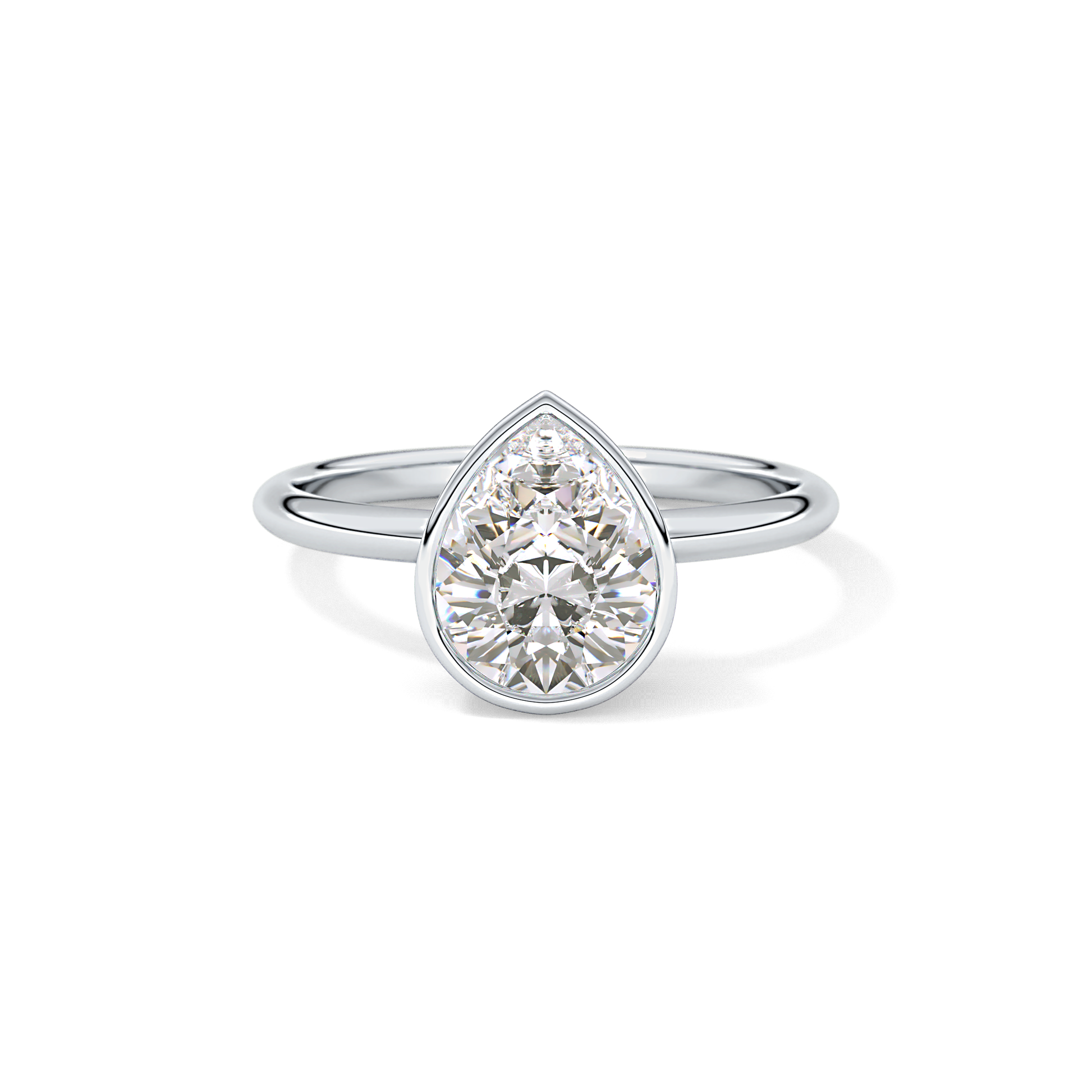 Pear Bezel Lab Grown Engagement Ring
