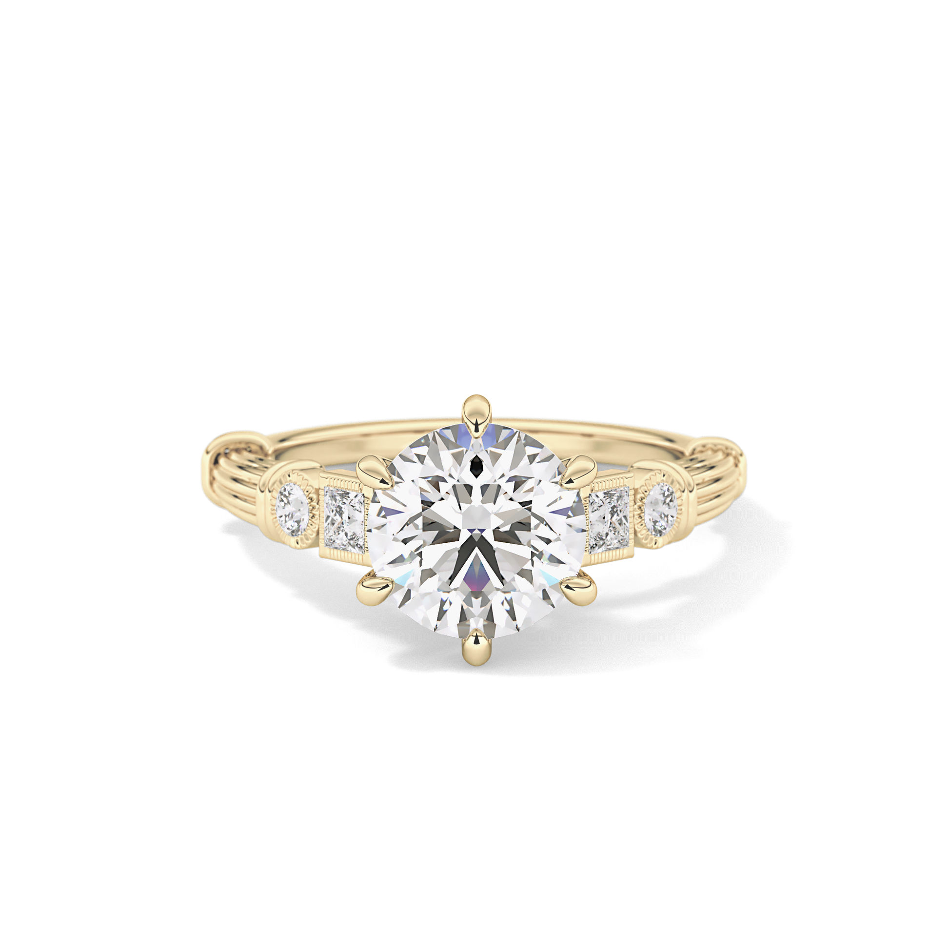 Round Cluster Lab Grown Diamond Engagement Ring
