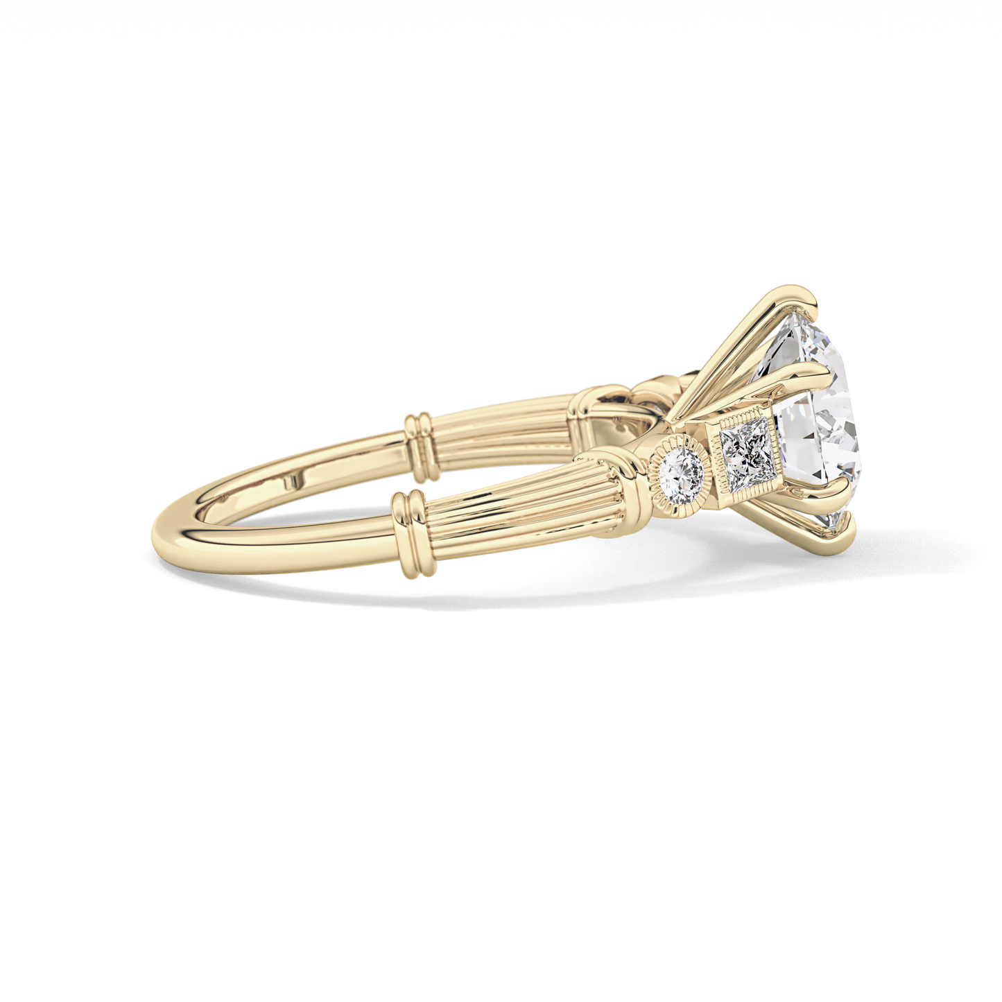 Round Cluster Lab Grown Diamond Engagement Ring