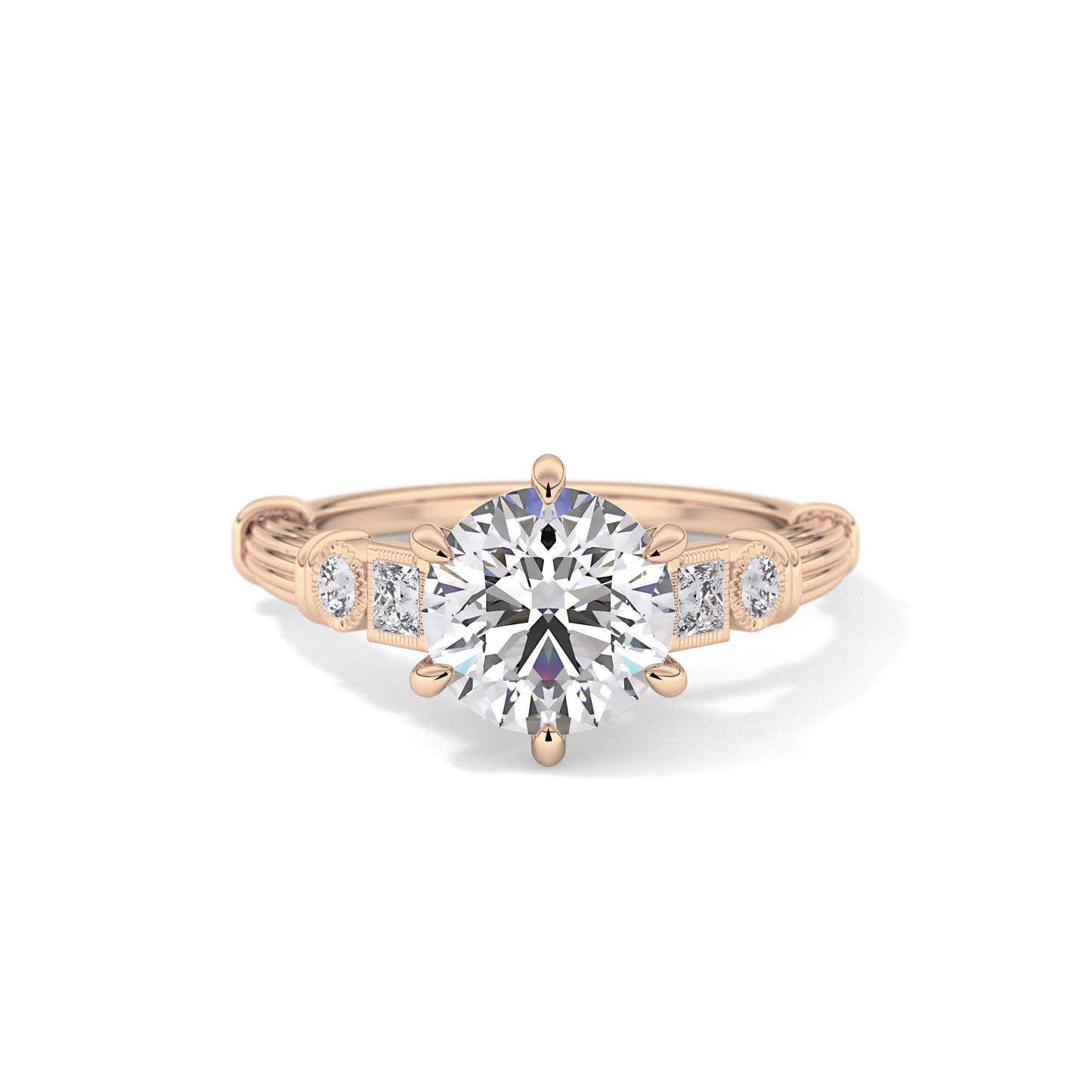 Round Cluster Lab Grown Diamond Engagement Ring