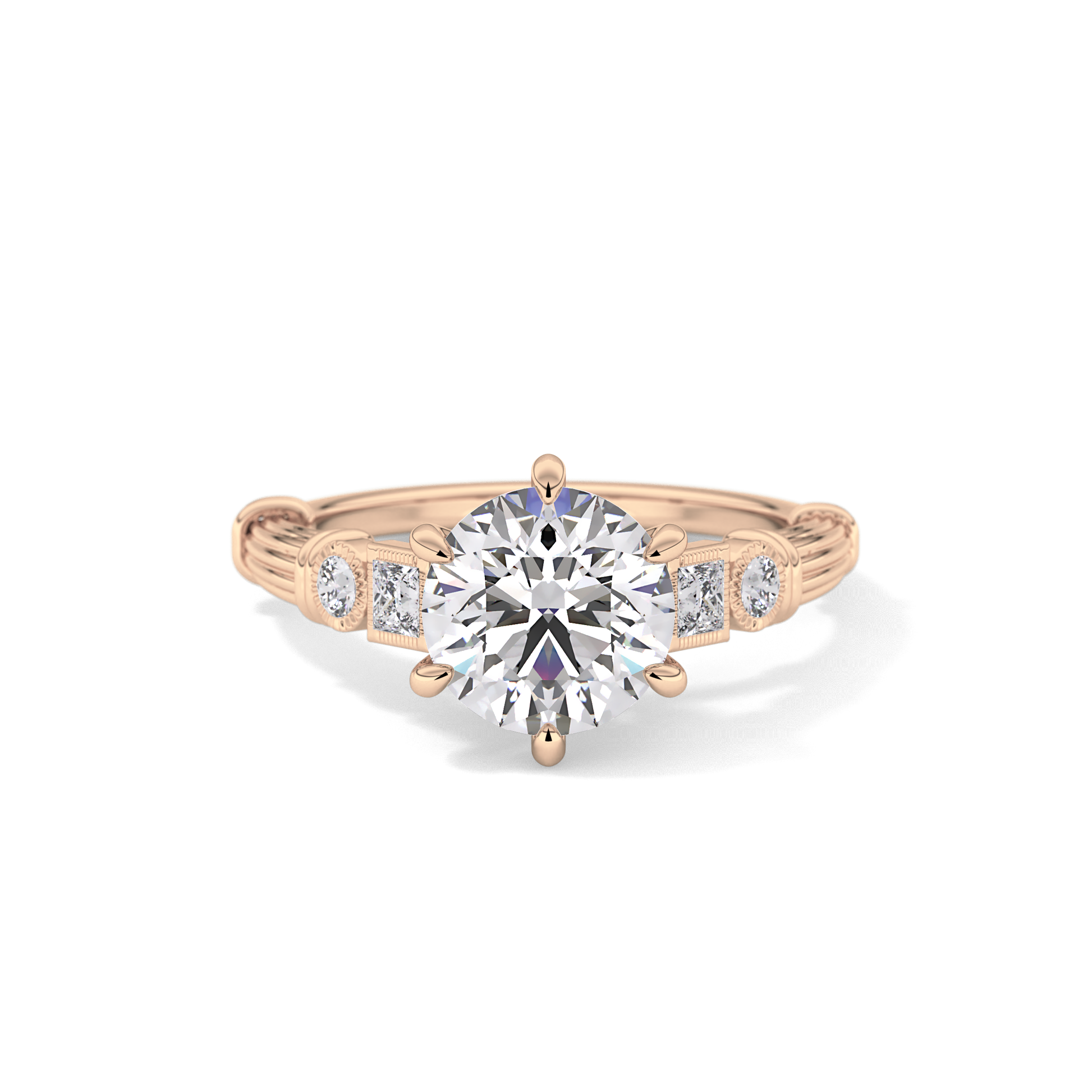 Round Cluster Lab Grown Diamond Engagement Ring