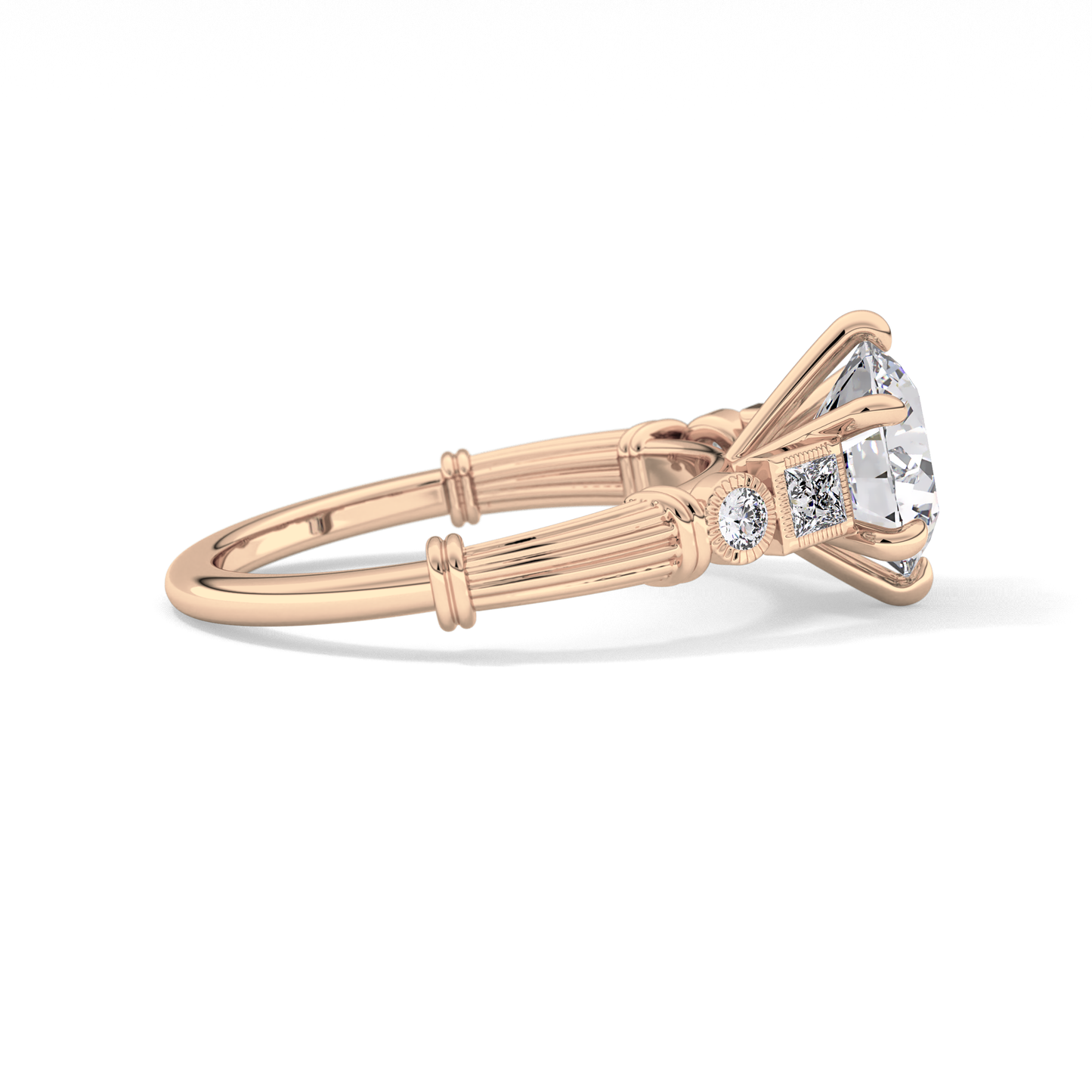 Round Cluster Lab Grown Diamond Engagement Ring