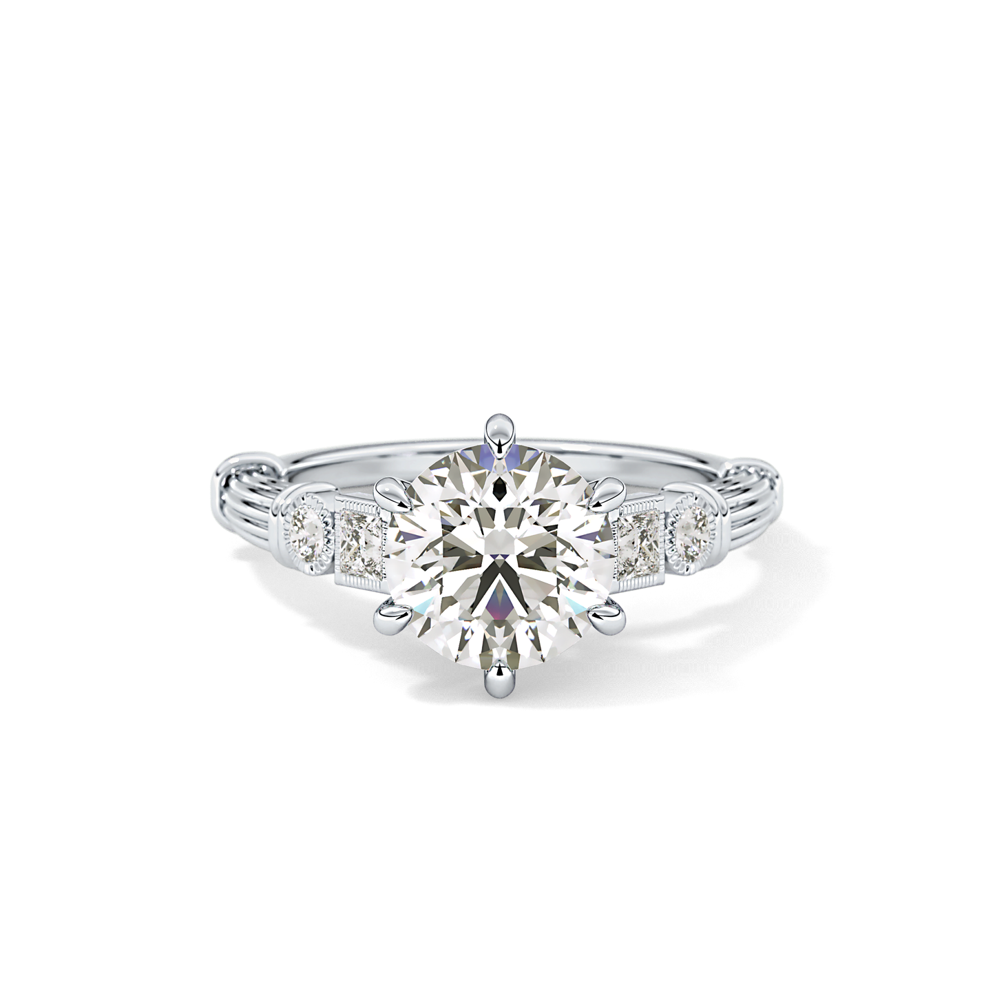 Round Cluster Lab Grown Diamond Engagement Ring