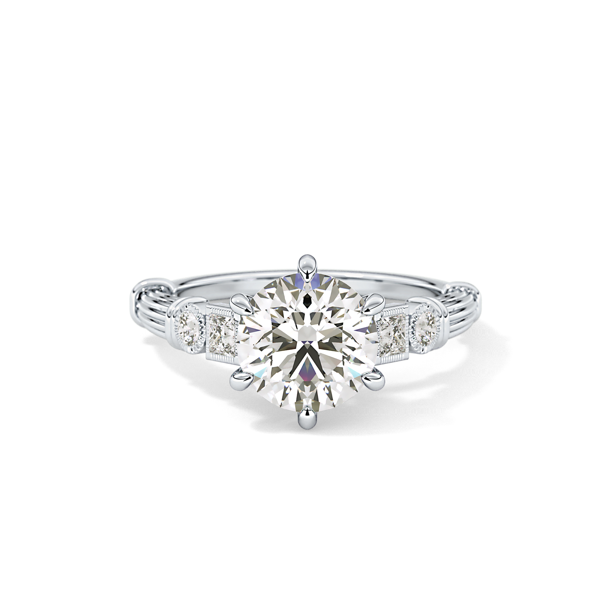 Round Cluster Lab Grown Diamond Engagement Ring