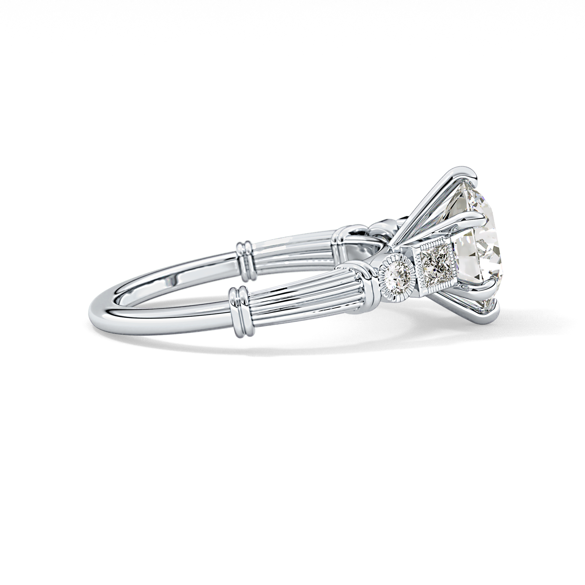 Round Cluster Lab Grown Diamond Engagement Ring