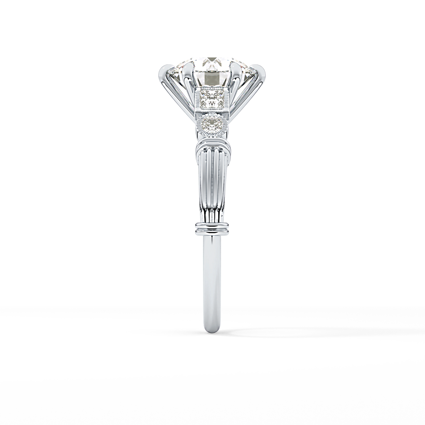 Round Cluster Lab Grown Diamond Engagement Ring
