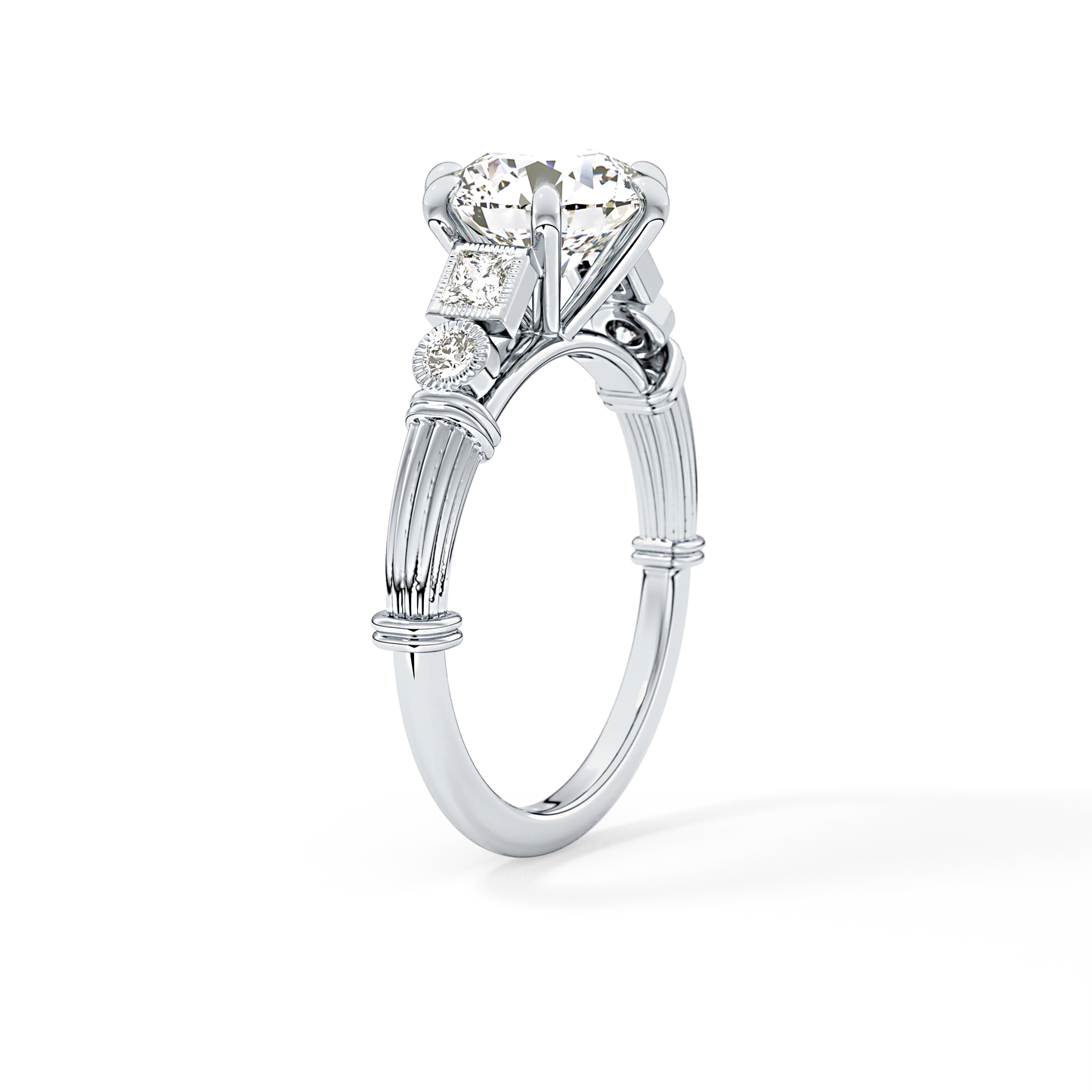 Round Cluster Lab Grown Diamond Engagement Ring